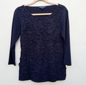 Cable & Gauge Black Half Sleeve Top Size Medium